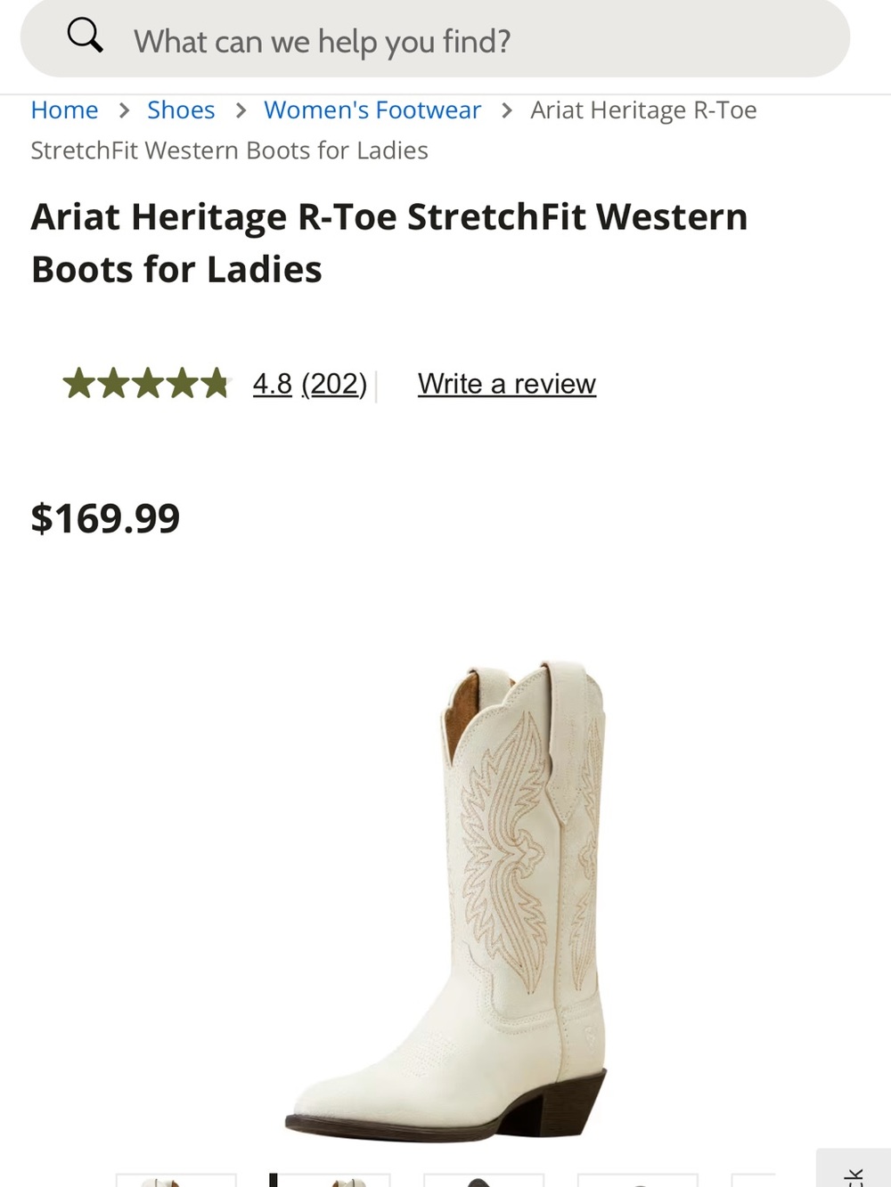 Ariat Women's Ivory Western Heritage StretchFit Boots - Picture 2 of 5